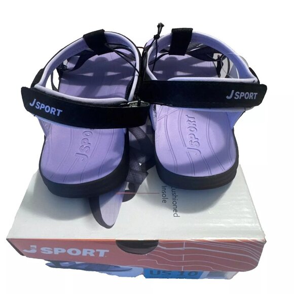 Women's Sandals Size 10 Black and Purple JSport KAIA Adjustable Strap Shoe Comfy - Picture 3 of 6